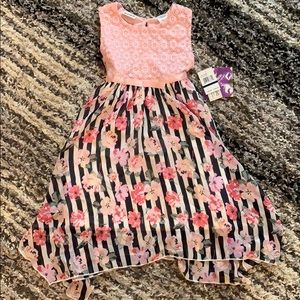 NWT Spring pink floral dress. Blueberi sz 6X